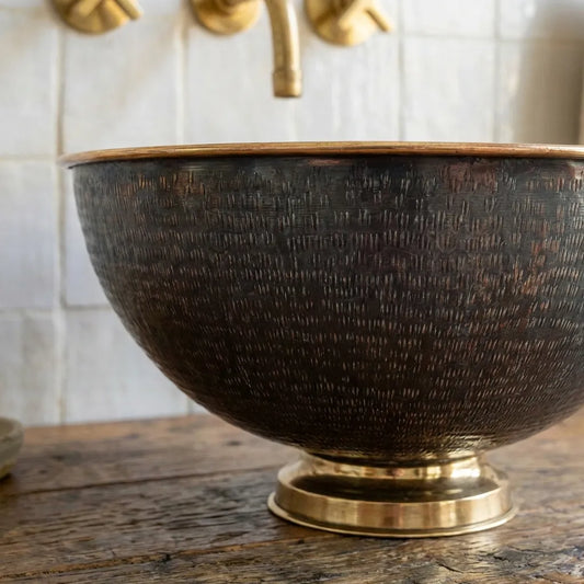 Handmade Vanity Basin Round Sink – Black Brass Bathroom Vessel Sink