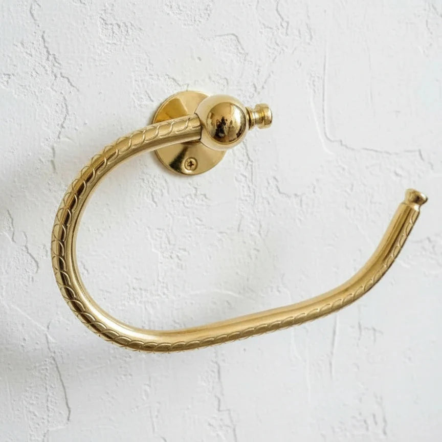Engraved Solid Brass Toilet Paper Holder – Handcrafted Wall Mount Bathroom Accessory