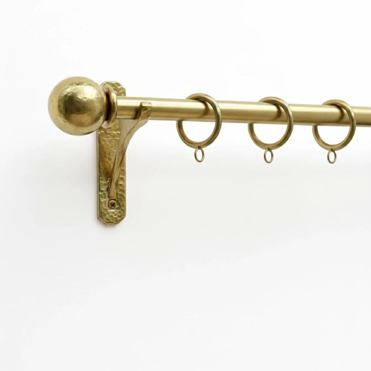 Handmade Unlacquered Brass Curtain Rod – Solid Brass Window Rod with Rings & Ball Finials