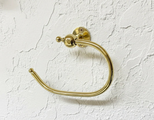 Handmade Unlacquered Brass Toilet Paper Holder – Vintage Wall Mount Bathroom Hardware