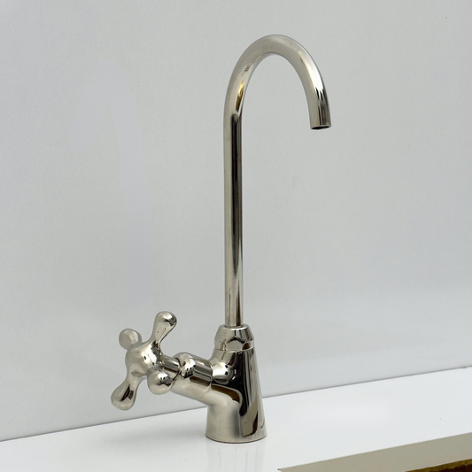 Polished Nickel Cold-Water Faucet with Cross Handles