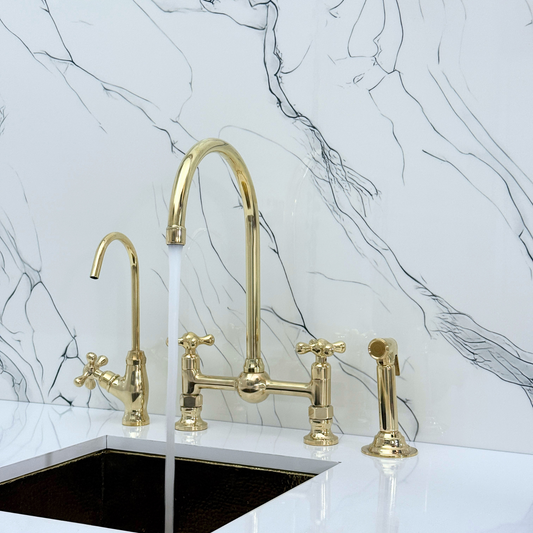 Unlacquered Brass Bridge Faucet with Cross Handles - Somerset