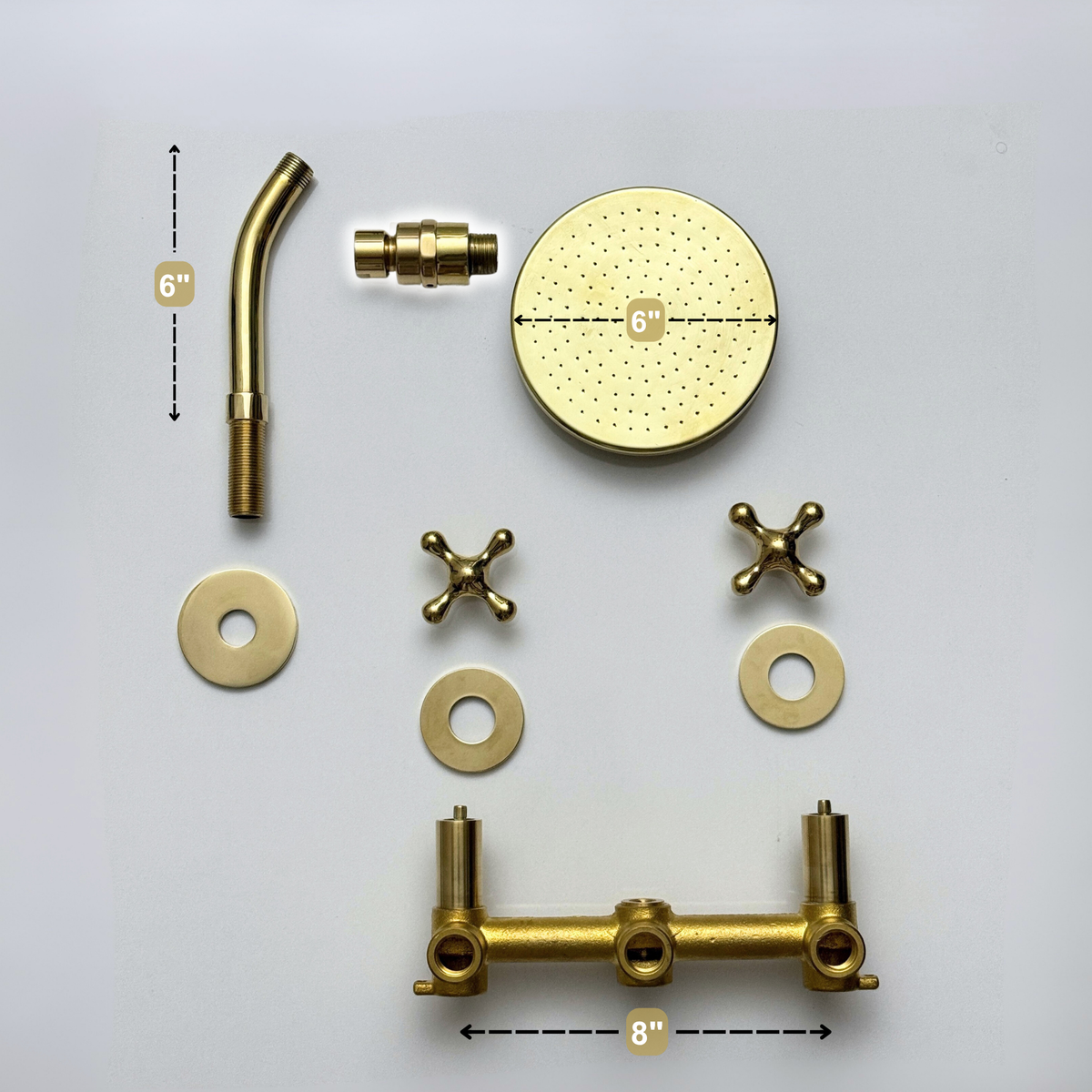 Unlacquered Brass Adjustable Flat Round Rain Shower System