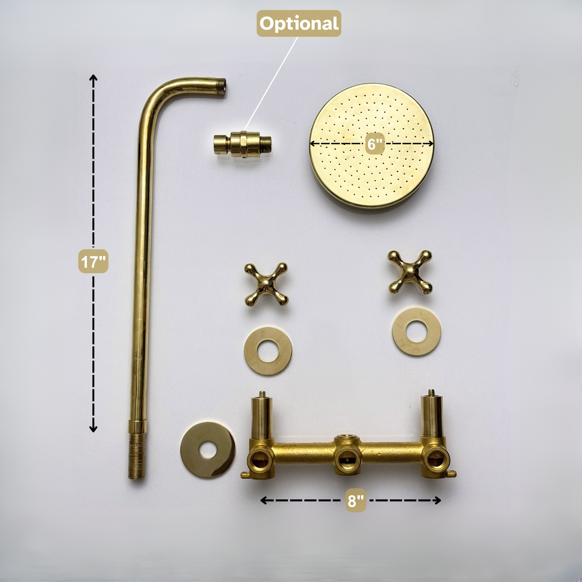Unlacquered Brass Adjustable Flat Round Rain Shower System