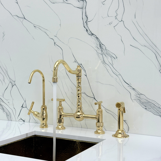 Unlacquered Brass Bridge Faucet with Lever Handles