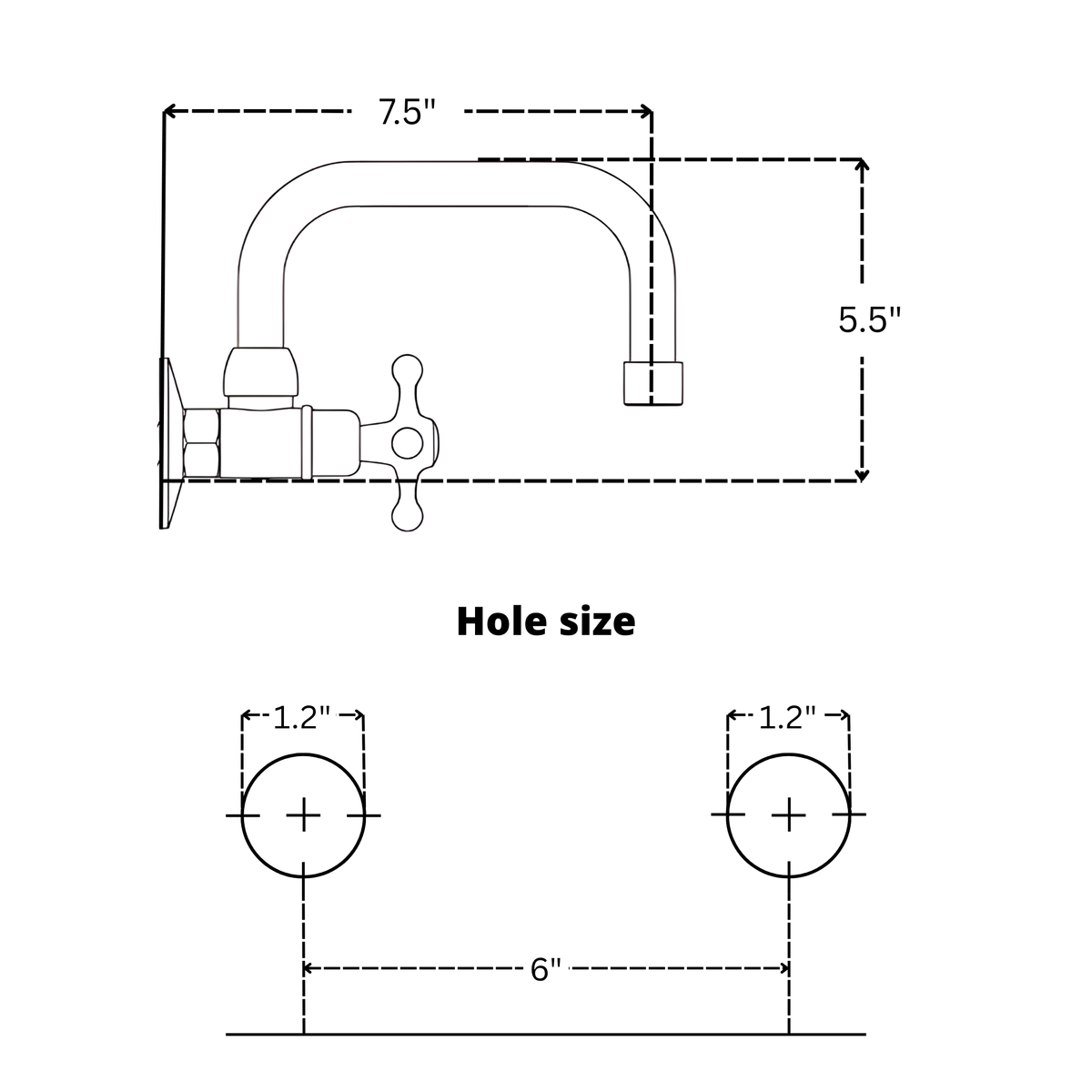 Unlacquered Brass Wall-Mount Bathroom Faucet with Cross handles