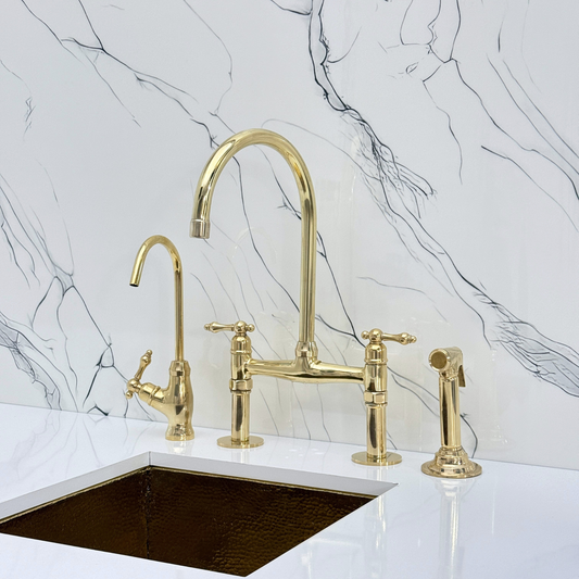 Unlacquered Brass Bridge Faucet with Lever Handles