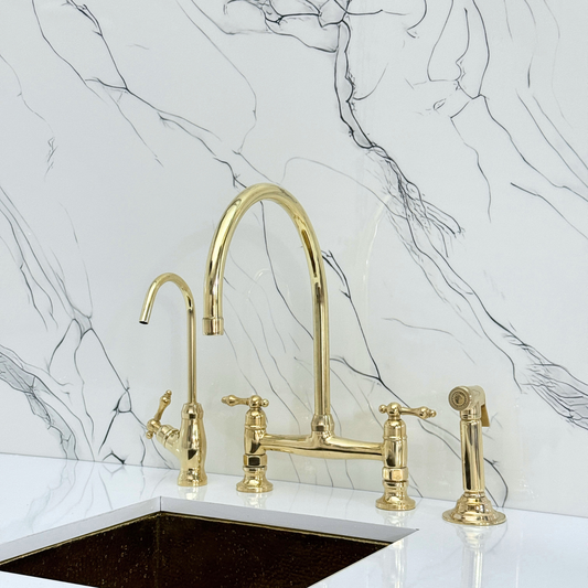 Unlacquered Brass Bridge Faucet with Lever Handles