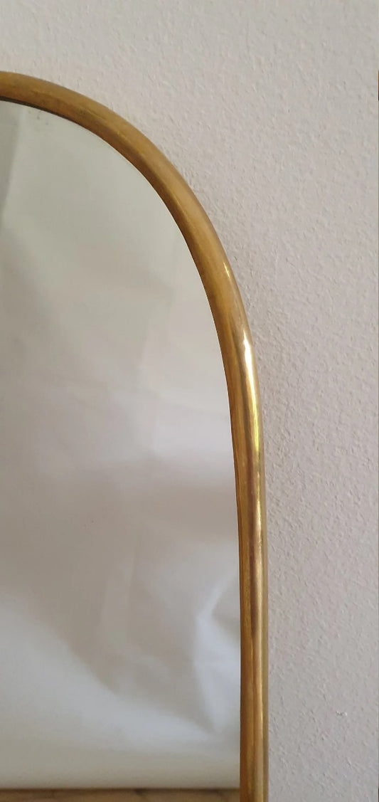 Asymmetrical Brass Framed Wall Mirror