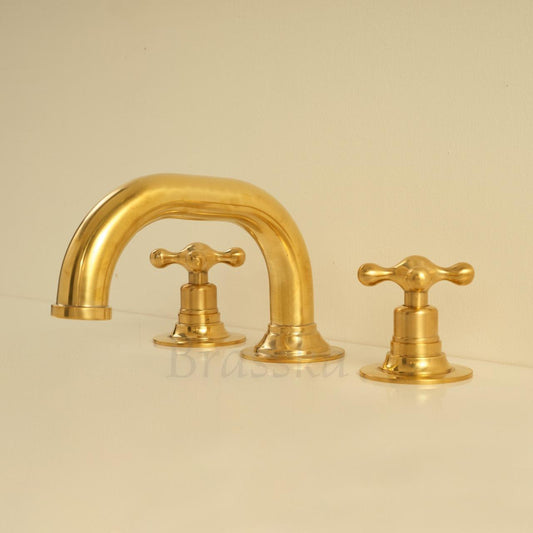 Unlacquered Brass Deck Mount Lavatory Faucet