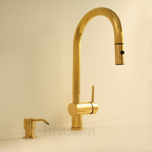 Brass Pull-Down Kitchen Faucet