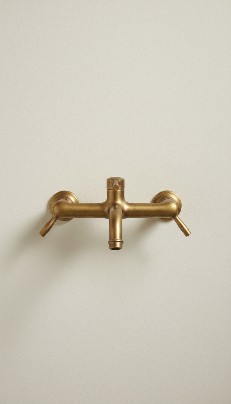 Matte Brass Wall-Mounted Bathroom Faucet