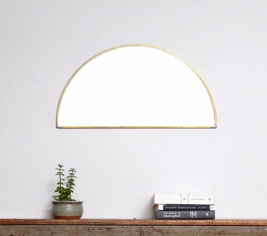 Half Circle Mirror Solid Brass Border Handmade Wall Mirror. - Brasska