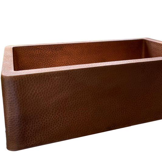 Hammered Copper Apron Front Single Bowl Kitchen Sink -Drif - Brasska