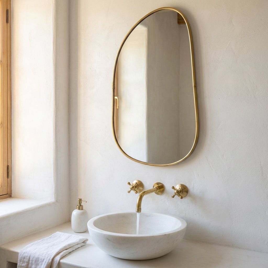 Handcrafted Unlacquered Brass Mirror Wall Hanging Vanity Mirror - Brasska