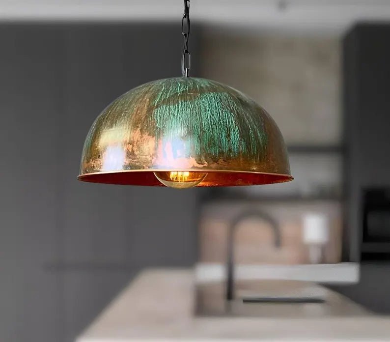 Handmade Hammered Copper Pendant Light – Moroccan Hanging Ceiling Lamp - Brasska