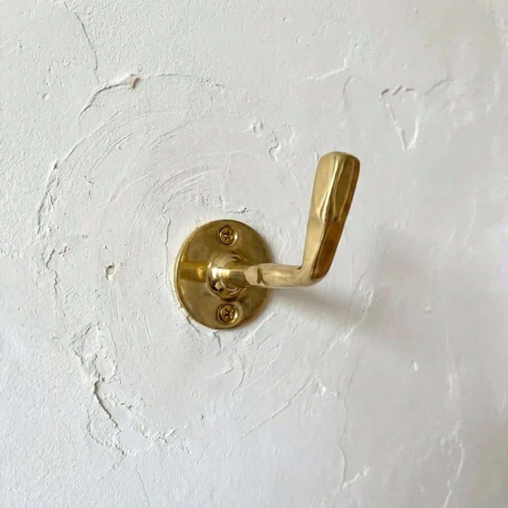 Handmade Unlacquered Brass Wall-Mounted Coat Hook - Brasska