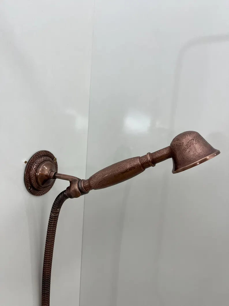 Vintage Brass Shower System – Wall Mounted with Rainfall & Handheld Shower