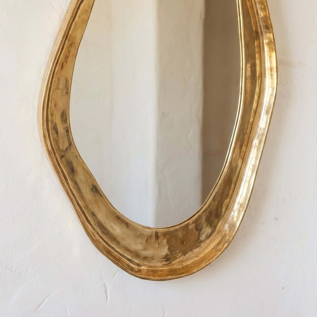 Irregular Brass Wall Mirror – Handmade Curved Vanity & Bathroom Decor - Brasska