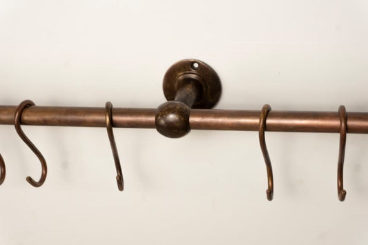 Oil Rubbed Pot Rack kitchen Storage - Copper Kitchen Rail with Hooks - Brasska