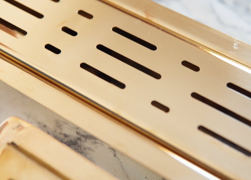 Solid Brass Linear Shower Drain โ Classic Rectangular Design | Brasska - Brasska