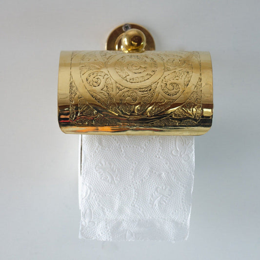 Solid Brass Toilet Paper Holder, Handcrafted Powder Room Roll Holder - Brasska