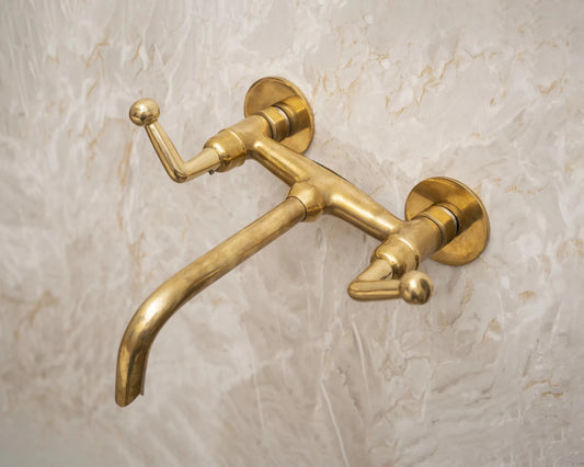 Solid Brass Wall Mounted Tub Filler With Lever handles - Brasska