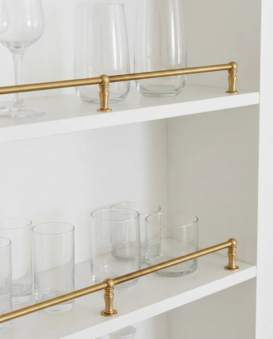 Solid Unlacquered Brass Shelf Rail – Classic Kitchen Gallery Railing - Brasska