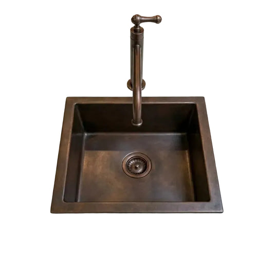 Undermount Aged Copper Kitchen Bar Sink Various Sizes - Brasska