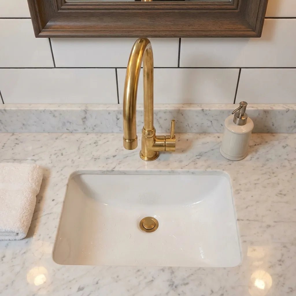 Unlacquered Brass Bathroom Faucet, Solid Brass Mixer Faucet, Single Handle Bar Brass Faucet - Brasska