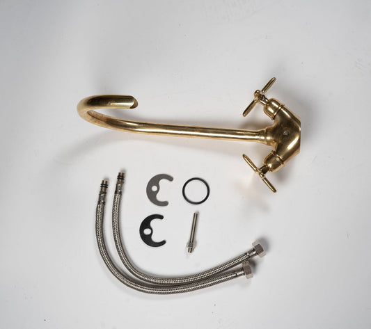 Unlacquered Brass Gooseneck Bathroom Sink Faucet - Brasska
