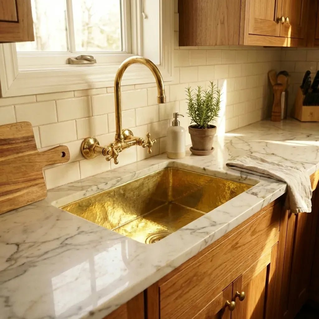 Unlacquered Brass Undermount Single Bowl Kitchen Sink - Brasska