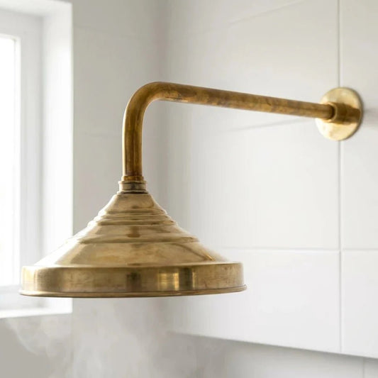 Unlacquered Brass Wall Mounted Rainfall Shower Head - Brasska