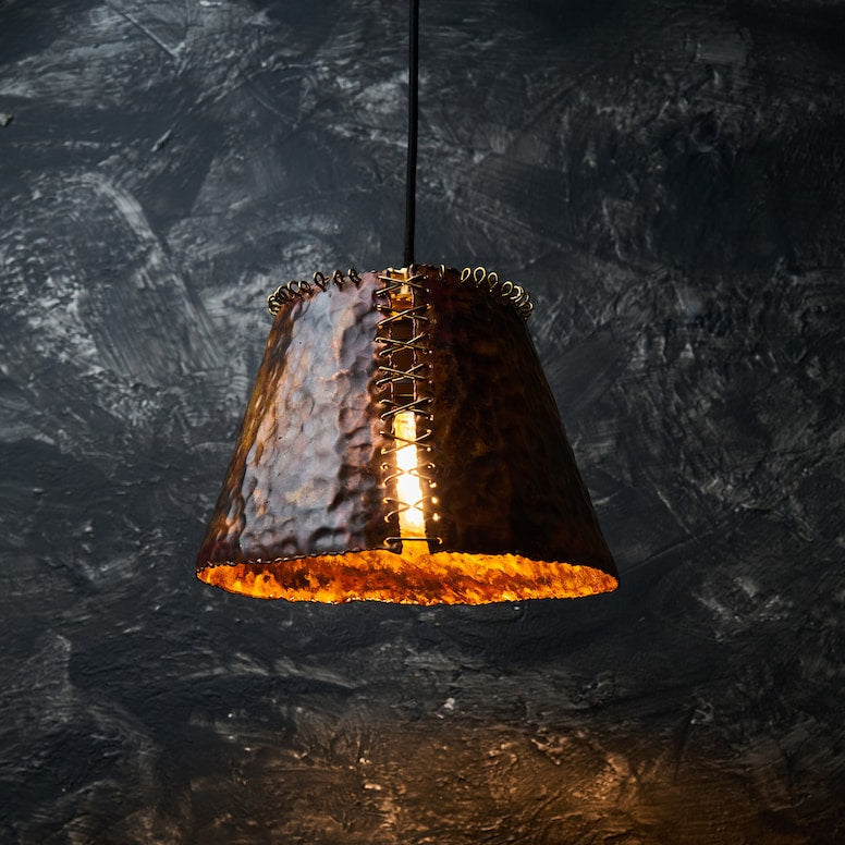 Rustic Copper Pendant Light, Vintage Ceiling Light Perfect for Kitchen Island Lighting