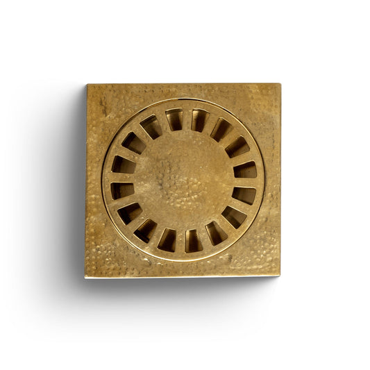 Unlacquered Brass Shower Drain – Square Floor Drain Cover with Removable Strainer