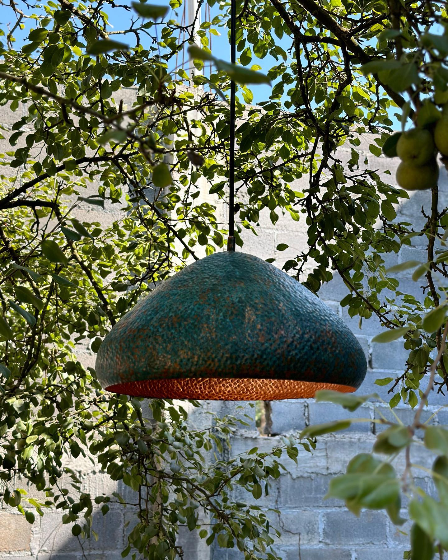 Handmade Green Patina Pendant Light - Copper Ceiling Chandelier - Zael