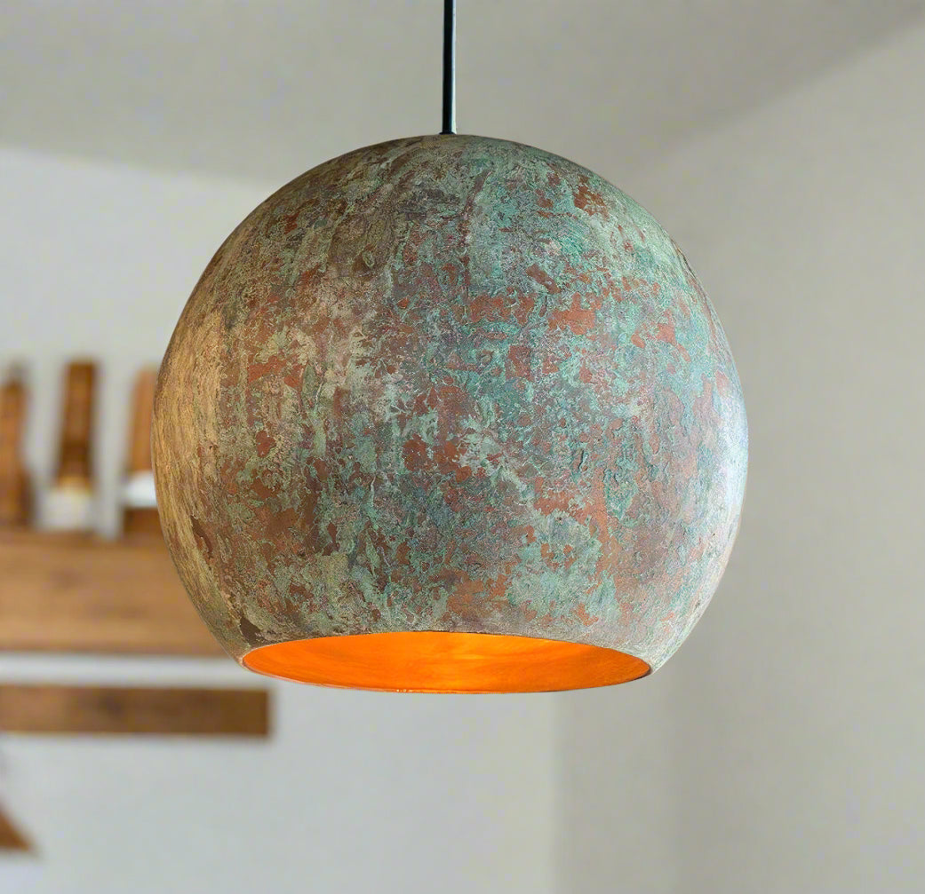 Copper Dome Pendant light Green Patina Kitchen Island Lights