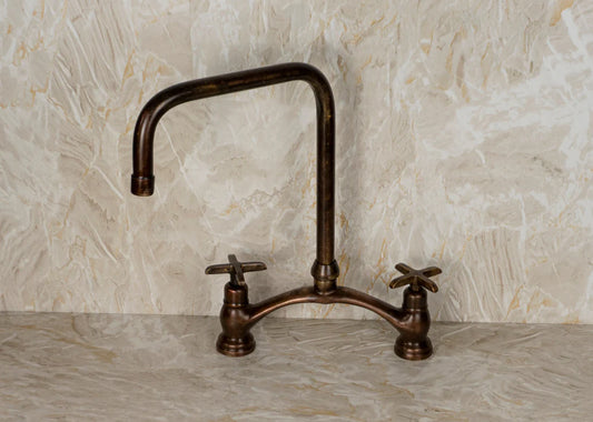 Vintage Red Copper Kitchen Faucet – Dual Cross Handles