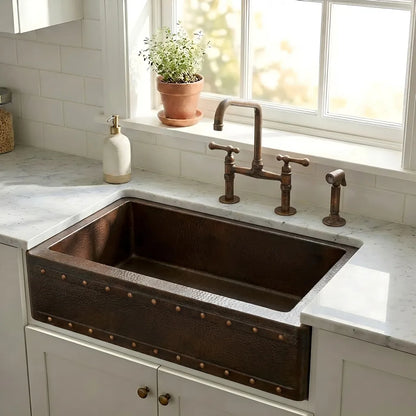Dual Mount Copper Kitchen Farmhouse Apron Sink-Zinnia