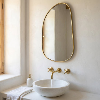 Handcrafted Unlacquered Brass Mirror Wall Hanging Vanity Mirror