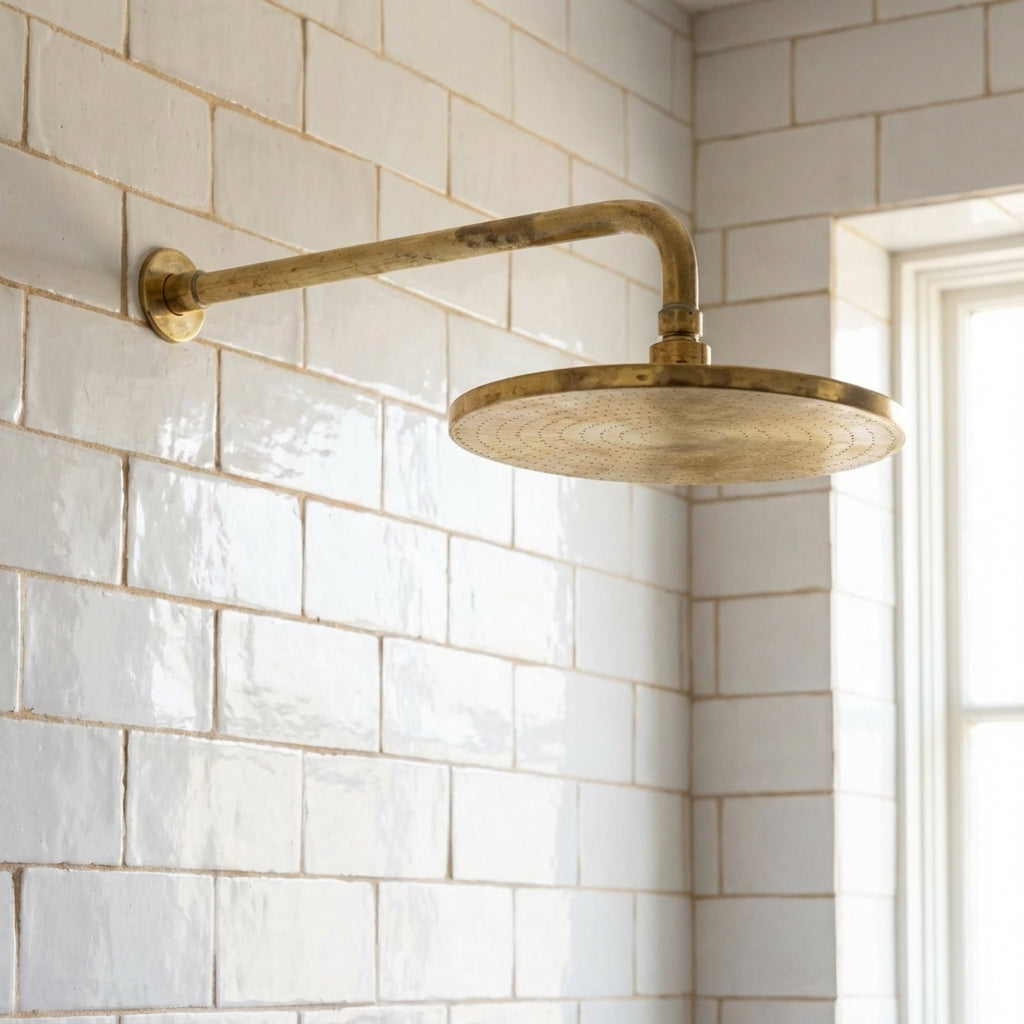Unlacquered Brass Exposed Shower Set with Handheld