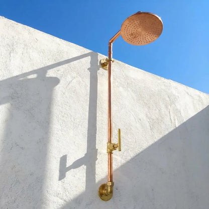 Outdoor Copper Rain Shower System with Single Handle – Wall Mounted Luxury Shower Fixture