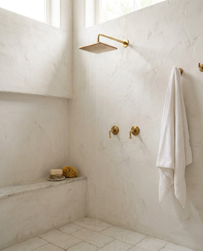Unlacquered Brass Shower Set with Lever Handles & Rough-In Valve