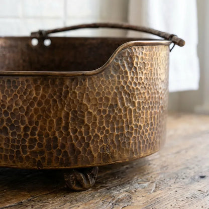 Rustic Brass Vessel Sink – Hand Hammered Round Aged Bathroom Basin