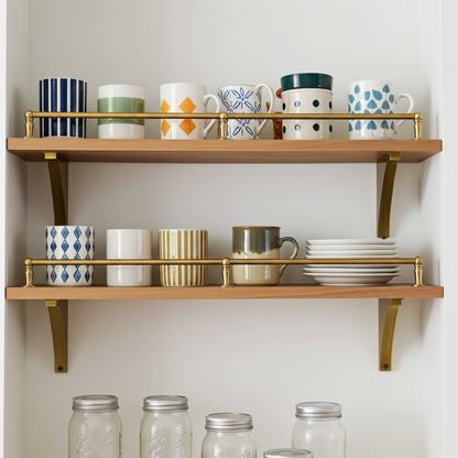 Unlacquered Brass Gallery Rail – Solid Brass Shelf Guard for Kitchen Cabinets