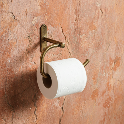 Antique Brass Toilet Paper Holder – Wall Mounted Vintage Bathroom Roll Hook