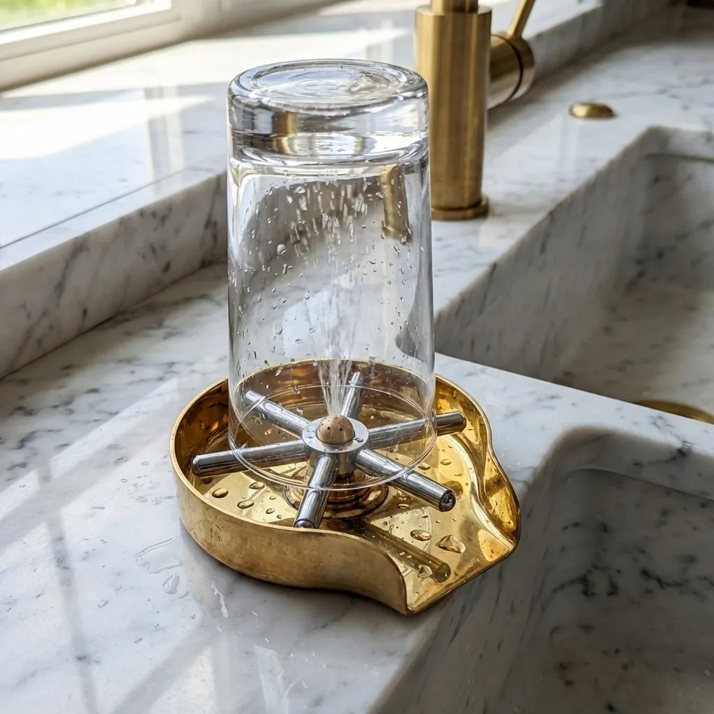 Unlacquered Brass Glass Rinser For Kitchen Sinks, Glass rinser for kitchen sink