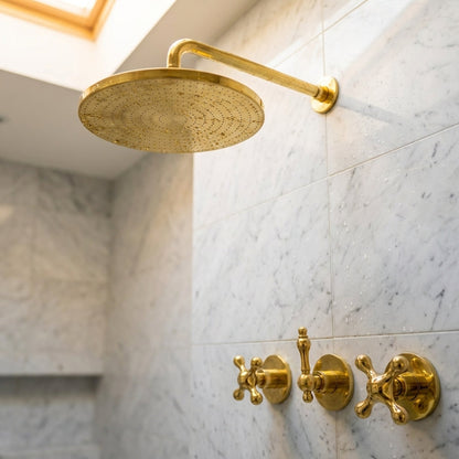 Unlacquered Brass Exposed Shower Set with Handheld