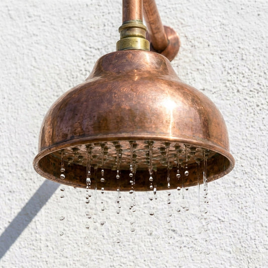 Handmade Solid Copper Rain Shower Head – Unlacquered Round Design