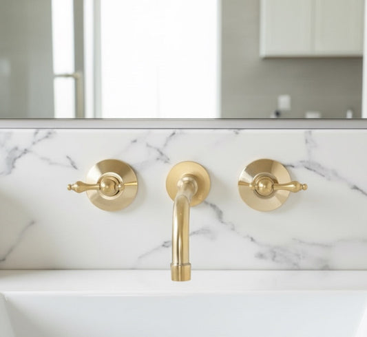 Solid Brass Wall-Mount Faucet – Luxury Bathroom Fixture